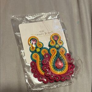 Treasure Jewels Vibrant Pink and Yellow Earrings